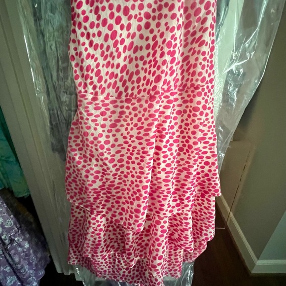 Whistles Viola short sleeve midi pink dot dress sz 2 US /6 UK - Picture 10 of 12